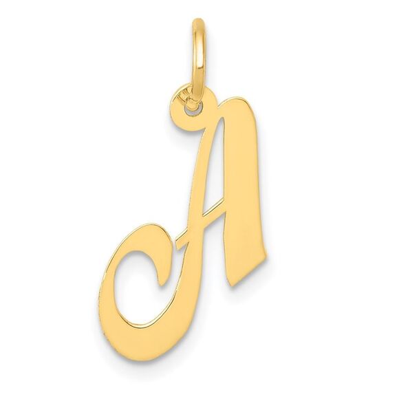 Kazi Luxury 14k Yellow Gold Small Fancy Script Letter A Initial Charm - Picture 1 of 4